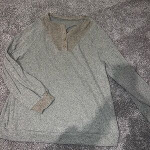 Gray and Tan Henley Sweater